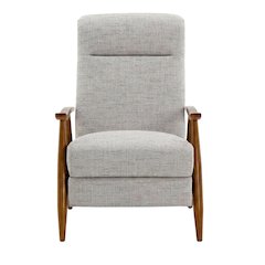 Performance Fabric Push Back Recliner Chair with Wood Arms for Living Room