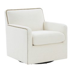 Tolland Swivel Accent Chair with Nailhead Trim - Cream