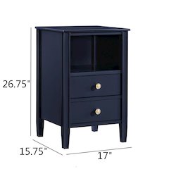 Winsley 2-drawer storage Nightstand - Midnight Blue