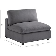 Casella Armless Chair - Charcoal Corduroy