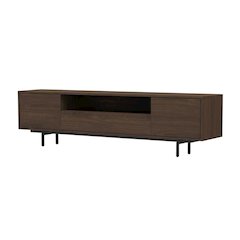 Walnut Finish Modern TV Console with 3 Doors in Engineered Wood