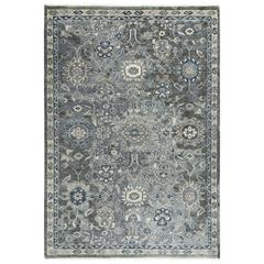 Hand Knotted Cut Pile Hand Spun Wool/ Tencel Rug, 6' x 9'