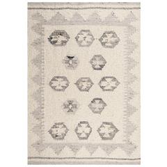 Hand Woven Flat Weave Pile Hand Spun Wool/ Cotton Rug, 5' x 7'6"