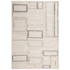 Hand Woven Flat Weave Pile Hand Spun Wool/ Cotton Rug, 5' x 7'6"