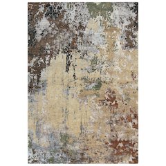 Hand Knotted Cut Pile Wool/ Viscose Rug, 6' x 9'