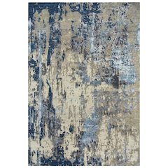 Hand Knotted Cut Pile Wool/ Viscose Rug, 6' x 9'