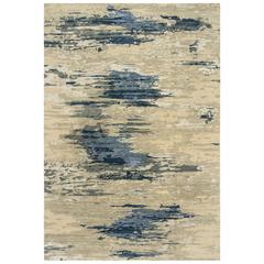 Hand Knotted Cut Pile Wool/ Viscose Rug, 6' x 9'