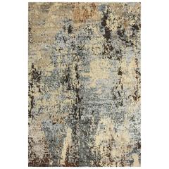 Hand Knotted Cut Pile Wool/ Viscose Rug, 6' x 9'