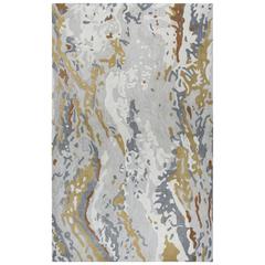 Hand Tufted Cut & Loop Pile Wool/ Viscose Rug, 5' x 8'