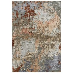 Hand Knotted Cut Pile Wool/ Viscose Rug, 9' x 12'