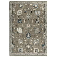 Hand Knotted Cut Pile Hand Spun Wool/ Tencel Rug, 9' x 12'