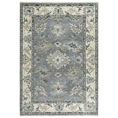 Hand Knotted Cut Pile Hand Spun Wool/ Tencel Rug, 9' x 12'