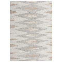 Hand Woven Flat Weave Pile Hand Spun Wool/ Cotton Rug, 9' x 12'