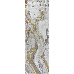 Hand Tufted Cut & Loop Pile Wool/ Viscose Rug, 2'6" x 8'