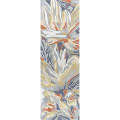 Hand Tufted Cut & Loop Pile Wool/ Viscose Rug, 2'6" x 8'