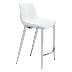 Magnus Counter Chair (Set of 2), White & Brushed Stainless, Belen Kox
