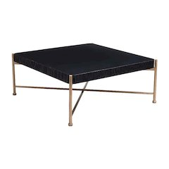 Black Square Coffee Table with Fir Wood Top and Steel Frame Modern Design