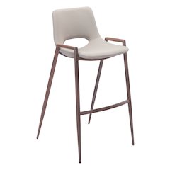 Desi Barstool (Set of 2) Beige & Walnut