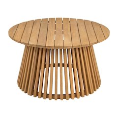 Brown Round Coffee Table Solid Acacia Wood Modern Design Single Piece