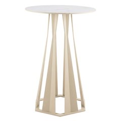 White Steel and Faux Marble Outdoor Bar Table with Modern Style