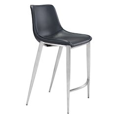 Magnus Counter Stool (Set of 2) Black & Silver