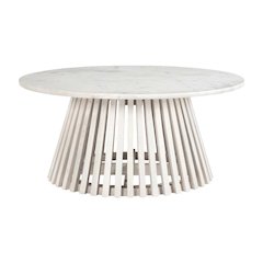 White Round Coffee Table Real Marble Top MDF Frame Modern Design