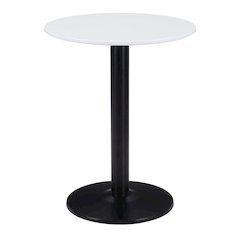 Bistro Table, White & Black, Round MDF Top, Steel Base