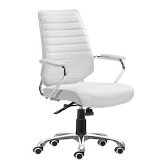 Low Back Office Chair, White, Tufted, Tilt Function, Swivel