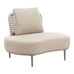 Beige Outdoor Club Chair, Wide Cushioned Patio Chair for Relaxation