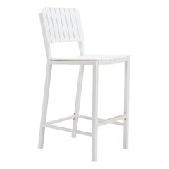 White Outdoor Bar Stool, Tall Aluminum Patio Stool for Outdoor Seating