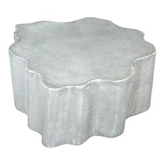 Coffee Table, Antique Silver, Round Aluminum, 90 lb Support