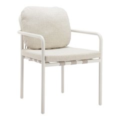 Beige Outdoor Dining Chair, Modern Aluminum Chair for Patio Seating