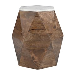 Bisel Side Table White & Walnut