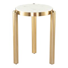 Noan Side Table White & Gold