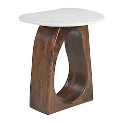 Vara Side Table White & Walnut