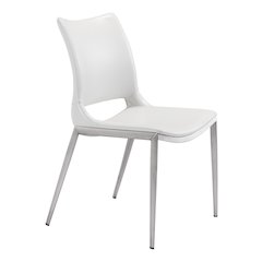 Ace Dining Chair (Set of 2) White & Silver