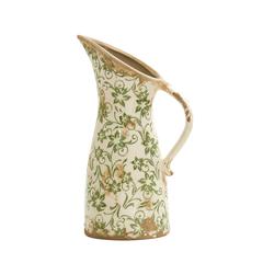 10in. Tuscan Ceramic Green Scroll Pitcher Vase