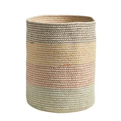 12in. Handmade Natural Cotton Multicolored Woven Basket Planter