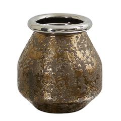 9.5in. Textured Bronze Vase with Silver Rim