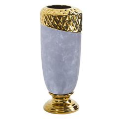 11.5in. Regal Stone Vase with Gold Accents