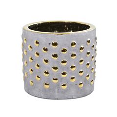 7in. Regal Stone Hobnail Planter with Gold Accents