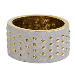 6.75in. Regal Stone Hobnail Planter with Gold Accents