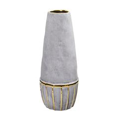 15in. Regal Stone Decorative Vase with Gold Accents