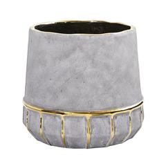 8.5in. Regal Stone Decorative Planter with Gold Accents