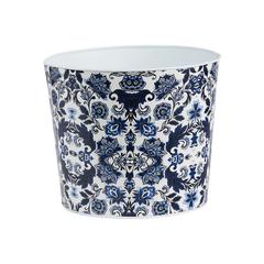 12in. Oriental Blue and White Classic Round Metal Planter