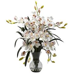 Large Cymbidium with Vase Arrangement, White