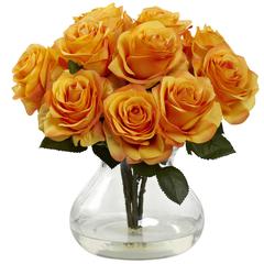Rose Arrangement with Vase, Orange Yellow