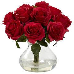 Rose Arrangement with Vase, Red