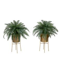 34in. Artificial River Fern Plant in Metal Planter (Set of 2)