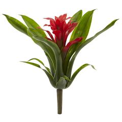11in. Bromeliad Artificial Flower Stem, Set of 6, Red